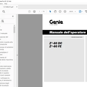 Genie lift Z-60 DC Z-60 FE Manuale dell’operatore 1315862 -  PDF DOWNLOAD (Italian)