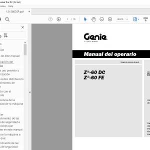 Genie lift Z-60 DC Z-60 EF Manual del operario 1315862  PDF