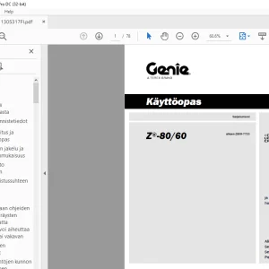 Genie lift Z®-8060 Käyttöopas 1305317  - PDF DOWNLOAD  (Finnish)