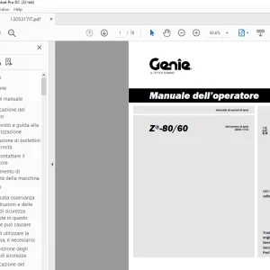 Genie lift Z®-80/60 Manuale dell’operatore 1305317  - PDF DOWNLOAD (Italian)