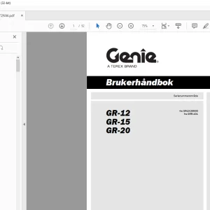 Genielift GR-12 GR-15 GR-20 Brukerhåndbok - PDF DOWNLOAD