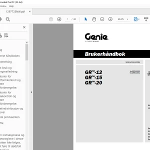 Genielift GR™-12 GR™-15 GR™-20 Brukerhåndbok 1297725
