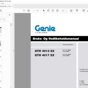 Genielift GTH 4013 SX GTH 4017 SX Sruks- Og VedlikeholdsManual PDF