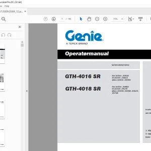 Genielift GTH-4016 SR GTH-4018 SR Operatørmanual  - PDF DOWNLOAD