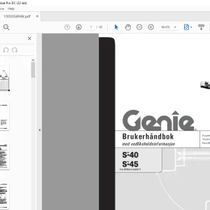 Genielift S-40 S-45 Brukerhåndbok 1000056  - PDF DOWNLOAD