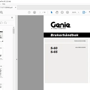 Genielift S-60 S-65 Brukerhåndbok 107109  - PDF DOWNLOAD