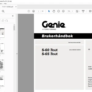 Genielift S-60 TRAX S-65 TRAX Brukerhåndbok T107110NW - PDF DOWNLOAD