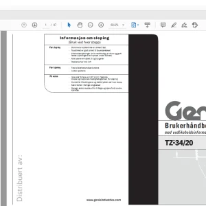 Genielift TZ-34/20 Brukerhåndbok 133554 - PDF DOWNLOAD (Norwegian)
