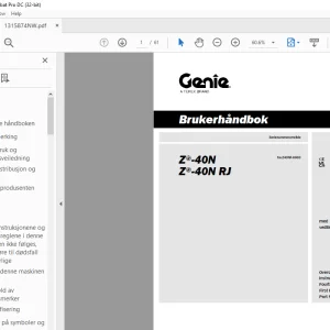 Genielift Z-40N Z-40N RJ Brukerhåndbok 1315874 - PDF DOWNLOAD