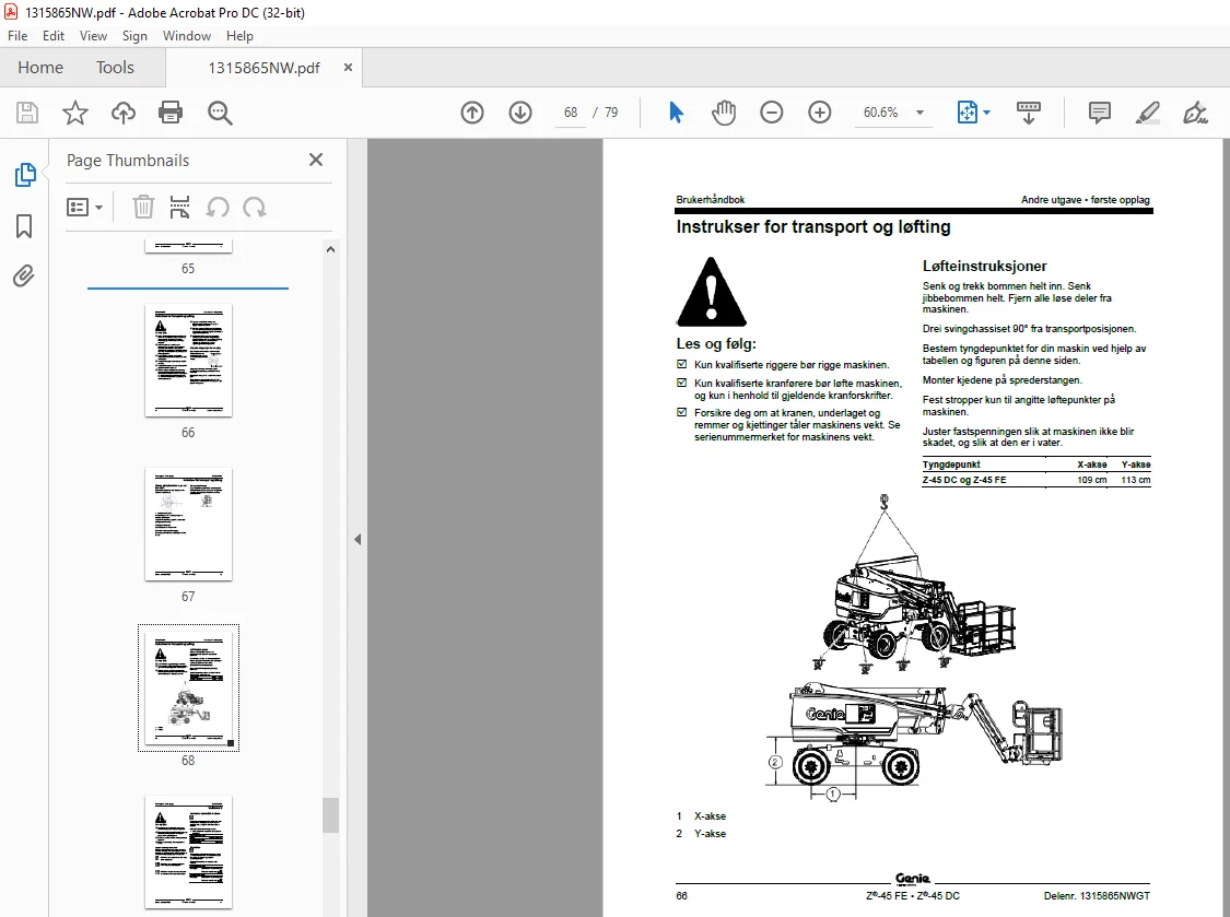 Genielift Z-45 FE Z-45 DC Brukerhåndbok 1315865 - PDF DOWNLOAD - Image 3