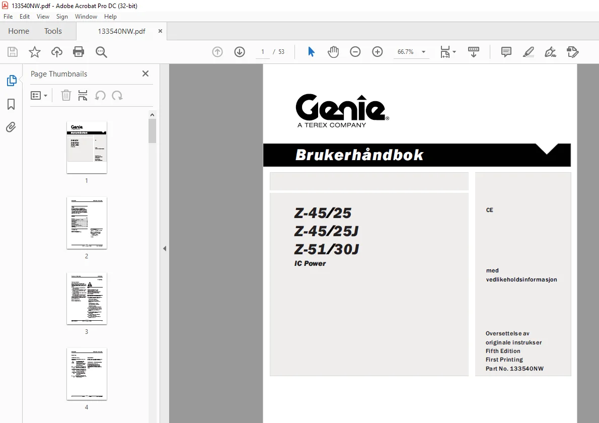 Genielift Z-45/25 Z-45/25J Z-51/30J Brukerhåndbok 133540 - PDF DOWNLOAD - Image 2
