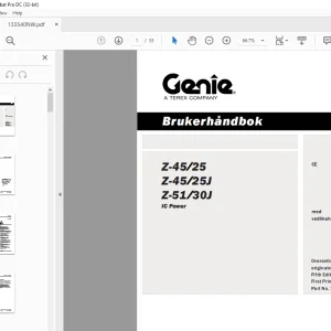 Genielift Z-45/25 Z-45/25J Z-51/30J Brukerhåndbok 133540 - PDF DOWNLOAD