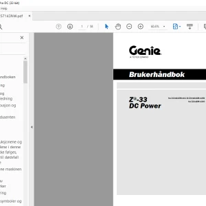 Genielift Z®-33 DC Power Brukerhåndbok - PDF DOWNLOAD