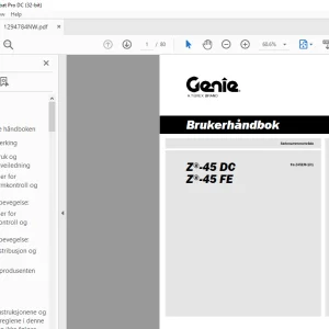 Genielift Z®-45 DC Z®-45 FE Brukerhåndbok 1294784  - PDF DOWNLOAD