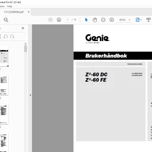 Genielift Z®-60 DC Z®-60 FE Brukerhåndbok  - PDF DOWNLOAD