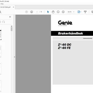 Genielift Z®-60 DC Z®-60 FE Brukerhåndbok 1318181  - PDF DOWNLOAD