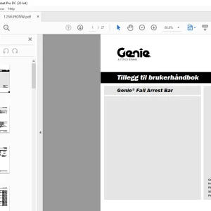 Genie® Fall Arrest Bar Tillegg til brukerhåndbok - PDF DOWNLOAD  (Norwegian)