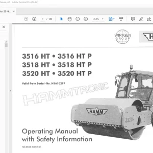 Hamm 3516 HT 3516 HT P 3518 HT 3518 HT P 3520 HT 3520 HT P Operating Manual PDF