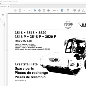 Hamm 3516•3518•3520 3516 P•3518 P•3520 P (TCD 2012 L06) Parts Manual PDF