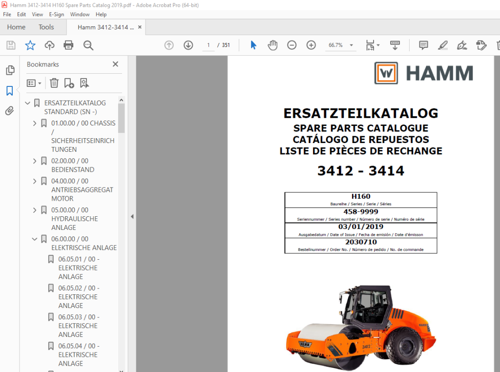 Hamm Roller 3412 - 3414 (H160) Parts Catalogue Manual - PDF DOWNLOAD ...