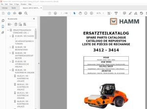 Hamm Roller 3412 - 3414 (H160) Parts Catalogue Manual - PDF DOWNLOAD