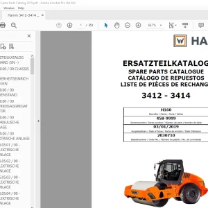 Hamm Roller 3412 - 3414 (H160) Parts Catalogue Manual - PDF DOWNLOAD