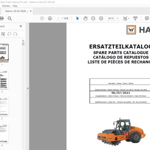 Hamm Roller 3516-3520 (H176) Parts Catalogue Manual - PDF DOWNLOAD