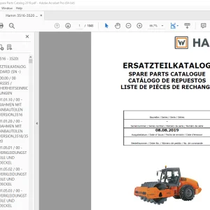 Hamm Roller 3516-3520 (H176) Parts Catalogue Manual 2019 - PDF DOWNLOAD