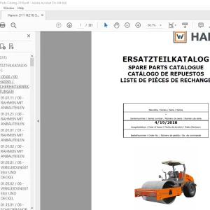 Hamm Roller H216 (311) Parts Catalogue Manual - PDF DOWNLOAD