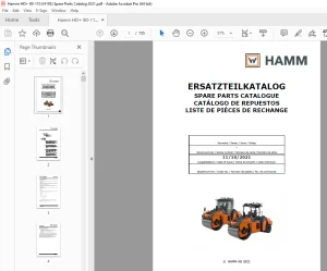 Hamm Roller HD+ 90-100(H185) Parts Catalogue Manual - PDF DOWNLOAD