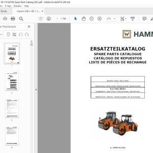 Hamm Roller HD+ 90-100(H185) Parts Catalogue Manual - PDF DOWNLOAD