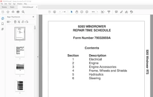 Hesston EU Harvesting 9265 WINDROWER REPAIR TIME SCHEDULE  MANUAL