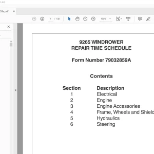 Hesston EU Harvesting 9265 WINDROWER REPAIR TIME SCHEDULE  MANUAL