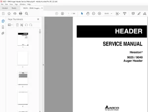 Hesston EU Hay Equipment 9025  9040 AUGER HEADER SERVICE MANUAL