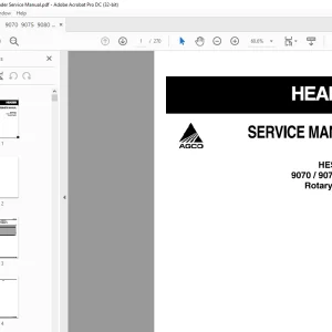 Hesston EU Hay Equipment 9070/9075/9080 ROTARY HEADER SERVICE MANUAL