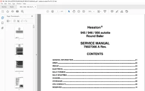 Hesston EU Hay Equipment 945  946  956 Autotie Round Baler Service Manual