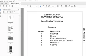 Hesston 9265 Windrower Repair Time Schedule Manual 79032859A