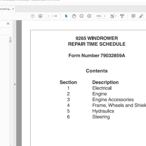 Hesston 9265 Windrower Repair Time Schedule Manual 79032859A