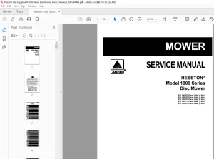 Hesston Hay Equipment 1000 Series Disc Mower Service Manual_700724498A