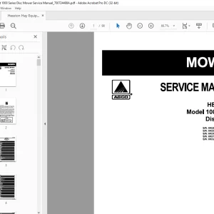 Hesston Hay Equipment 1000 Series Disc Mower Service Manual_700724498A