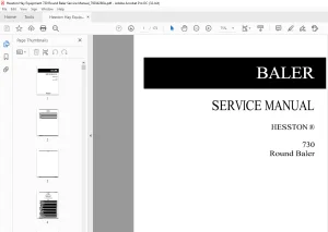 Hesston Hay Equipment 730 Round Baler Service Manual_79034280A