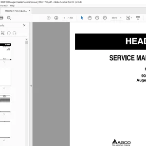 Hesston 9025/9040 Auger Header Service Manual 79033179A