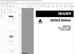 Hesston 9070/9075/9080 Rotary Header Service Manual 79027236A - PDF DOWNLOAD