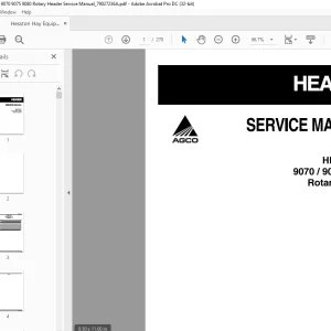Hesston 9070/9075/9080 Rotary Header Service Manual 79027236A - PDF DOWNLOAD