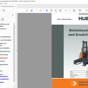 Hubtex Forklift DQ30D Betriebsanleitung_und_Ersatzteillisten Manual 62580