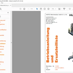 Hubtex Forklift DQ40-D (3050/1) Betriebsanleitung und Ersatzteilliste Manual 55.506