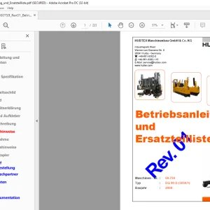 Hubtex Forklift DQ40D Betriebsanleitung und Ersatzteilliste Manual