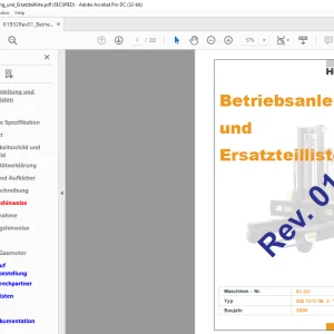Hubtex Forklift DQ45G Betriebsanleitung_und_Ersatzteilliste Manual 61932