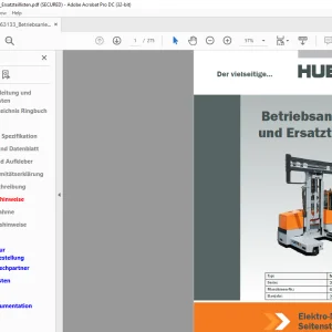 Hubtex Forklift MD 50 Betriebsanleitung_und_Ersatzteillisten Manual 63133