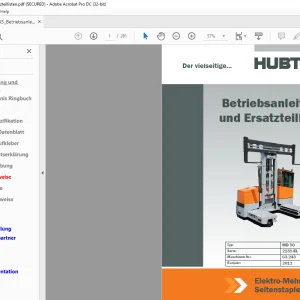 Hubtex Forklift MD 50 Betriebsanleitung_und_Ersatzteillisten Manual 63243